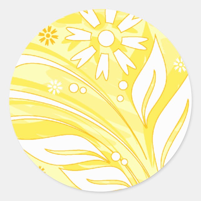 gelbe Blumen Runder Aufkleber (Vorderseite)