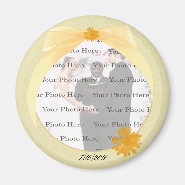 Gelbe Blumen-runder Foto-Magnet Magnet (Vorne)