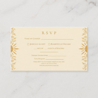 Gelbe Blumen-Sonnenschein-Hochzeits-RSVP-Karte Begleitkarte
