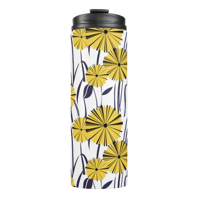 Gelbe Blumen Thermosbecher (Vorderseite)