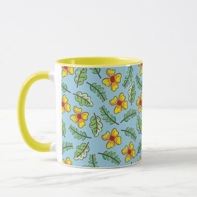 Gelbe Blumen und Blätter Tasse (Links)