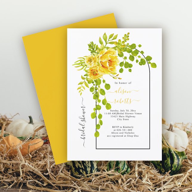 Gelbe Blumen und Brautparty für Hochzeiten Einladung (Von Creator hochgeladen)