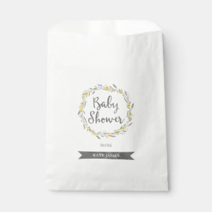 Gelbe Blumen und graue Blätter Kinderdusche Geschenktütchen
