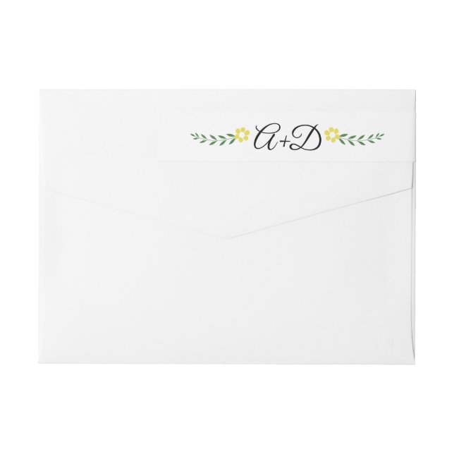 Gelbe Blumen und Initialen Blumen Hochzeit (Rückseite)