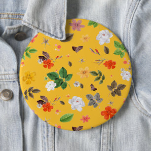 Gelbe Blumen und weiße Rosen 10 Button