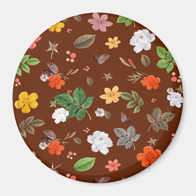 Gelbe Blumen und weiße Rosen 12 Magnet (Vorne)