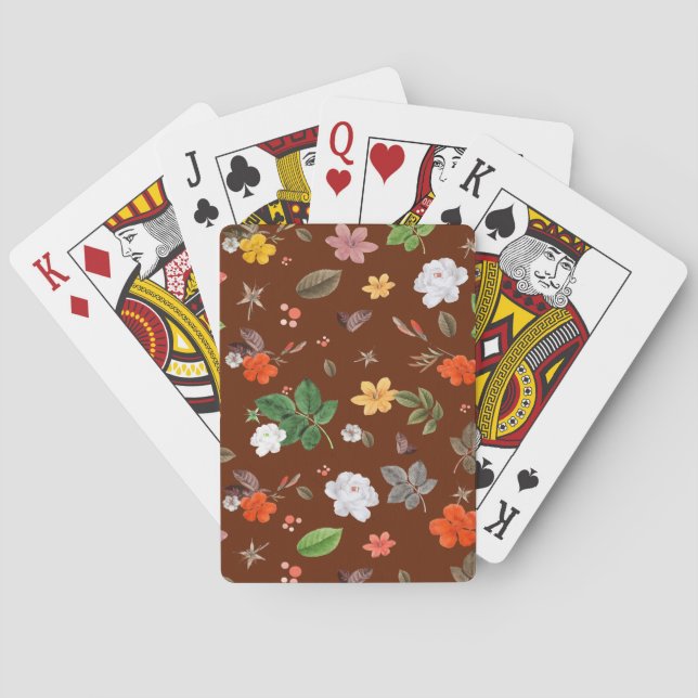 Gelbe Blumen und weiße Rosen 12 Spielkarten (Rückseite)