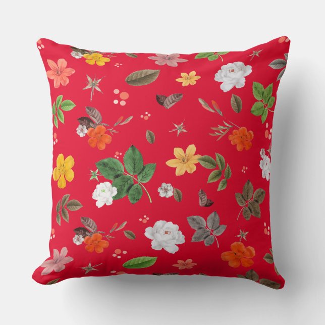 Gelbe Blumen und weiße Rosen 13 Kissen (Vorderseite)