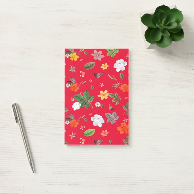 Gelbe Blumen und weiße Rosen 13 Post-it Klebezettel (Büro)