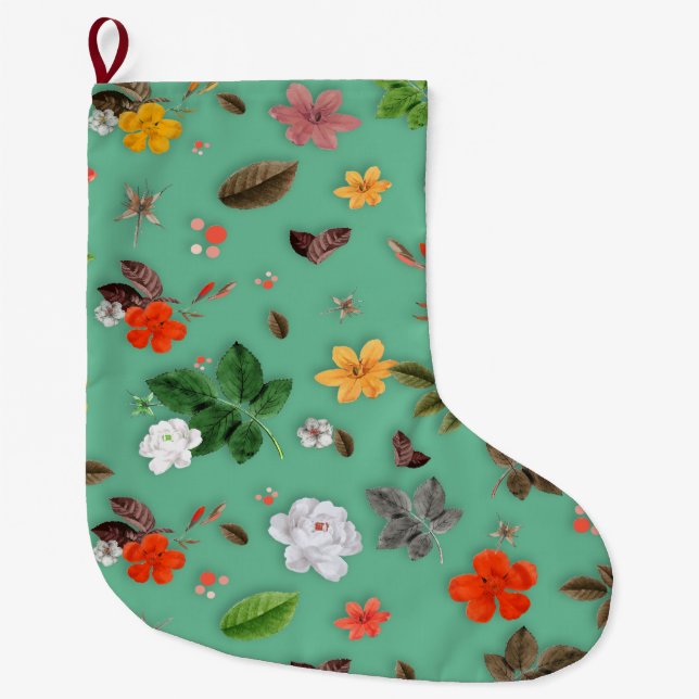 Gelbe Blumen und weiße Rosen 14 Großer Weihnachtsstrumpf (Vorderseite)