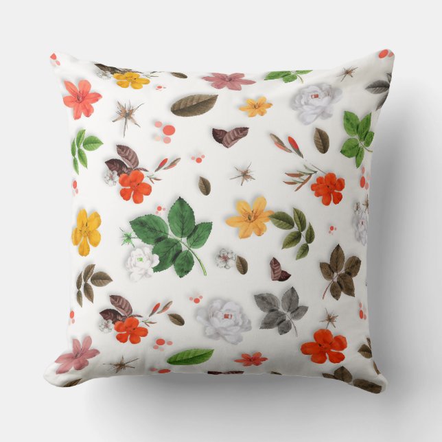 Gelbe Blumen und weiße Rosen 15 Kissen (Vorderseite)