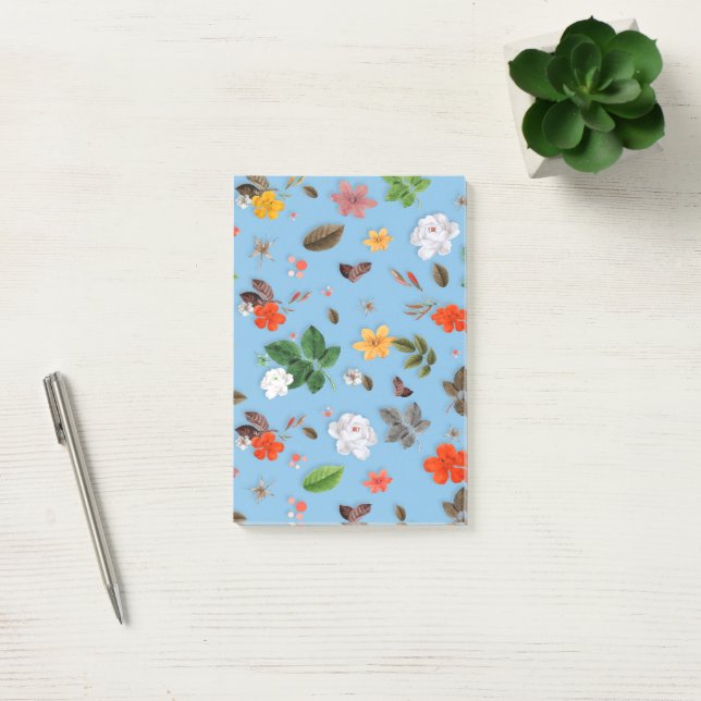 Gelbe Blumen und weiße Rosen 18 Post-it Klebezettel (Büro)