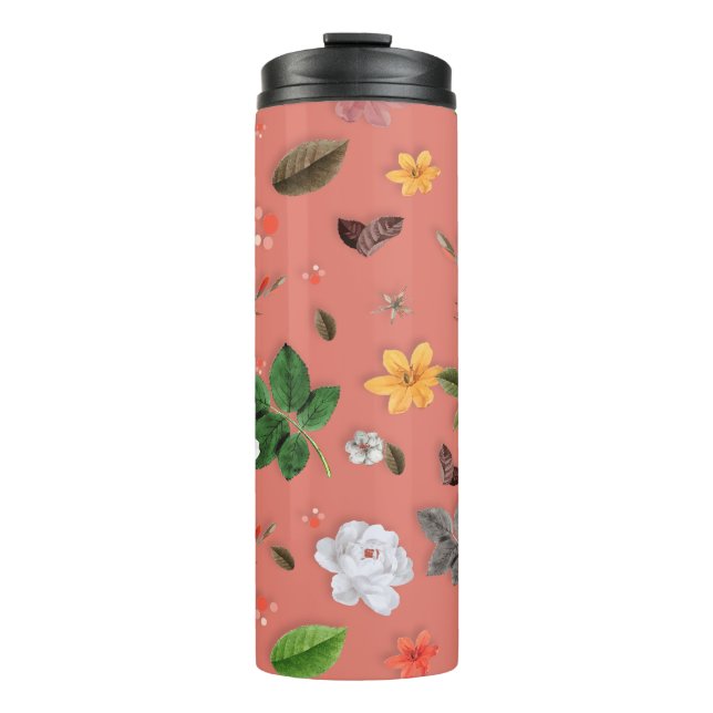 Gelbe Blumen und weiße Rosen 19 Thermosbecher (Vorderseite)