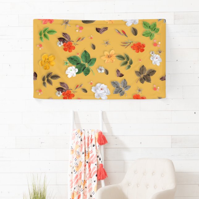 Gelbe Blumen und weiße Rosen 20 Banner (Insitu)