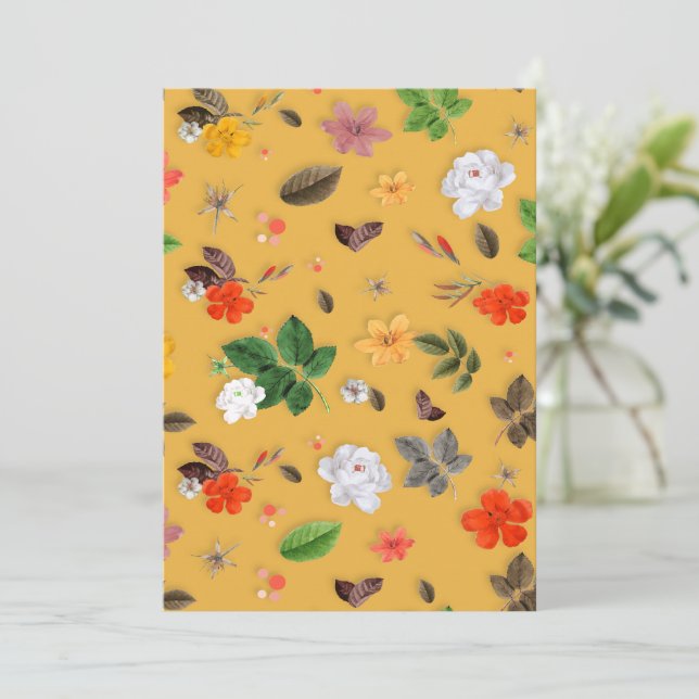 Gelbe Blumen und weiße Rosen 20 Dankeskarte (Stehend Vorderseite)