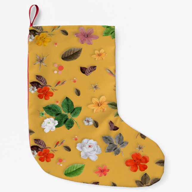 Gelbe Blumen und weiße Rosen 20 Kleiner Weihnachtsstrumpf (Vorderseite)