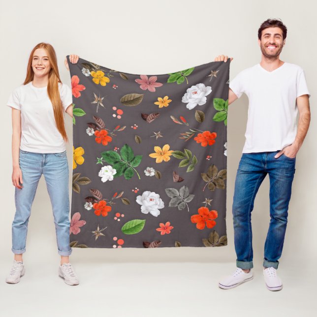 Gelbe Blumen und weiße Rosen 26 Fleecedecke (Beispiel)
