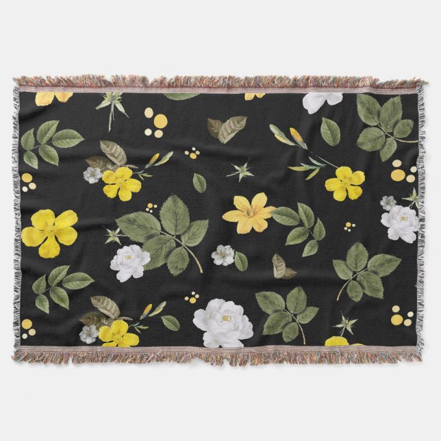 Gelbe Blumen und Weiße Rosen 2 Decke (Vorderseite)