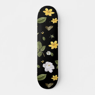 Gelbe Blumen und Weiße Rosen 2 Skateboard