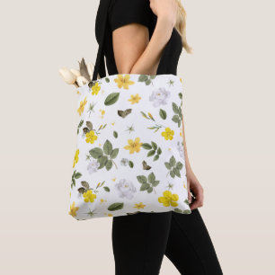 Gelbe Blumen und Weiße Rosen 3 Tasche