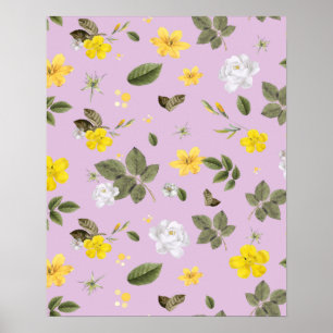 Gelbe Blumen und Weiße Rosen 5 Poster