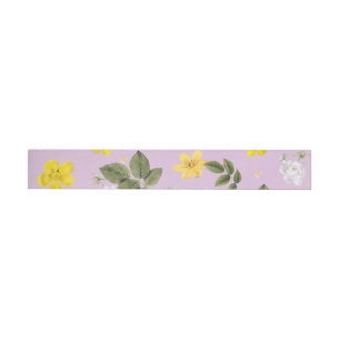 Gelbe Blumen und Weiße Rosen 5 Rundum-Adressaufkleber