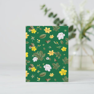 Gelbe Blumen und weiße Rosen 6 Postkarte