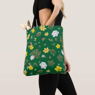 Gelbe Blumen und weiße Rosen 6 Tasche