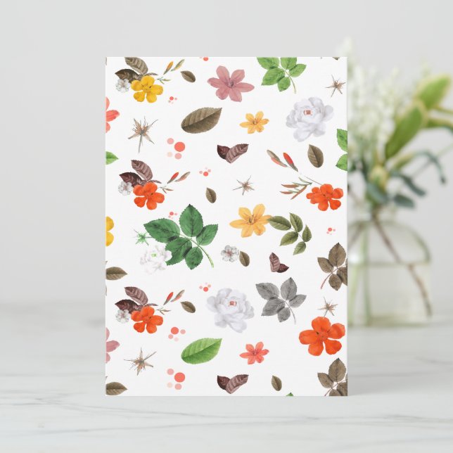 Gelbe Blumen und Weiße Rosen 7 Dankeskarte (Stehend Vorderseite)