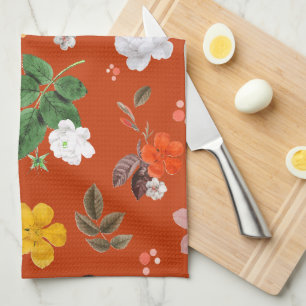 Gelbe Blumen und Weiße Rosen 9 Geschirrtuch