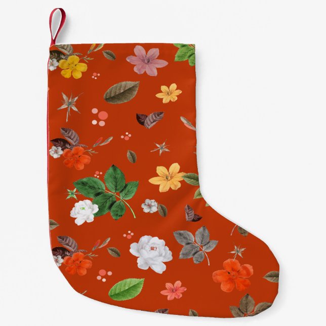 Gelbe Blumen und Weiße Rosen 9 Kleiner Weihnachtsstrumpf (Vorderseite)