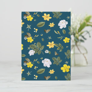 Gelbe Blumen und weiße Rosen Dankeskarte