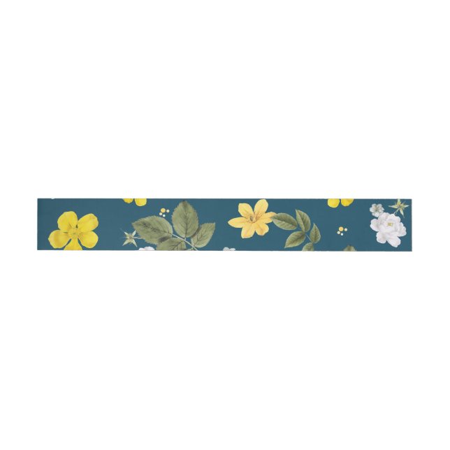 Gelbe Blumen und weiße Rosen Rundum-Adressaufkleber (Person)