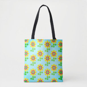 Gelbe Blumen von quadratischen Formen Tasche
