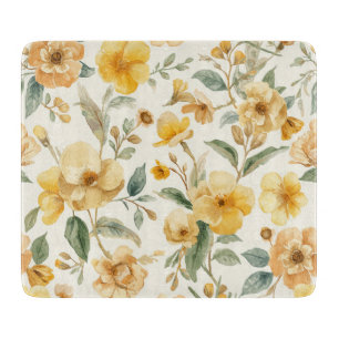 Gelbe Blumen Wasserfarbe Botanisch Floral Schneidebrett