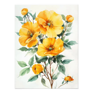 Gelbe Blumen Wasserfarbe Fotodruck