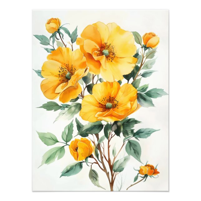 Gelbe Blumen Wasserfarbe Fotodruck (Vorne)