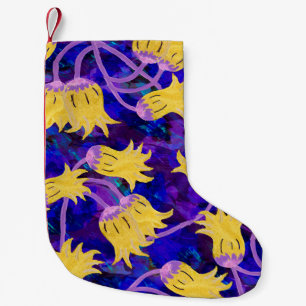 Gelbe Blumen Wasserfarben nahtloses Muster Kleiner Weihnachtsstrumpf