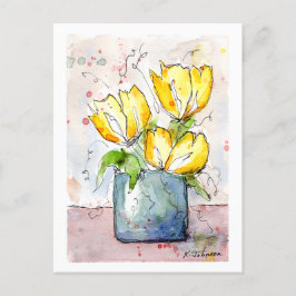 Gelbe Blumen Wasserfarben-Postkarte Postkarte