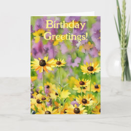 Gelbe Blumen Wildblume Daisy Geburtstagskarte Karte