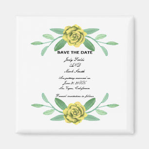 Gelbe Blumenblätterung Save the Date Magnet