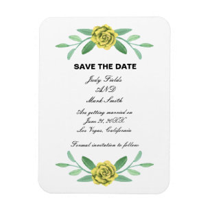 Gelbe Blumenblätterung Save the Date Magnet