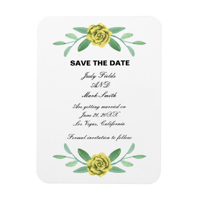 Gelbe Blumenblätterung Save the Date Magnet (Vertikal)