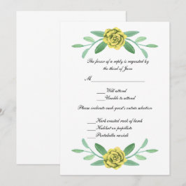 Gelbe Blumengrün Foliage Hochzeitreaktion Einladung