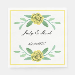 Gelbe Blumengrün Foliage Papier Napkins Serviette
