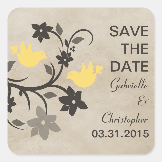 Gelbe Blumenlähmung Save the Date Aufkleber (Vorderseite)