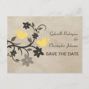Gelbe Blumenlähmung Save the Date Postkarte