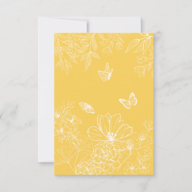 Gelbe Blumenmuster, blumenreich, Minimalistisch Dankeskarte (Vorderseite)