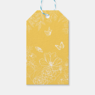 Gelbe Blumenmuster, blumenreich, Minimalistisch Geschenkanhänger