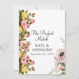 Gelbe Blumenmuster Hochzeitskarte Einladung